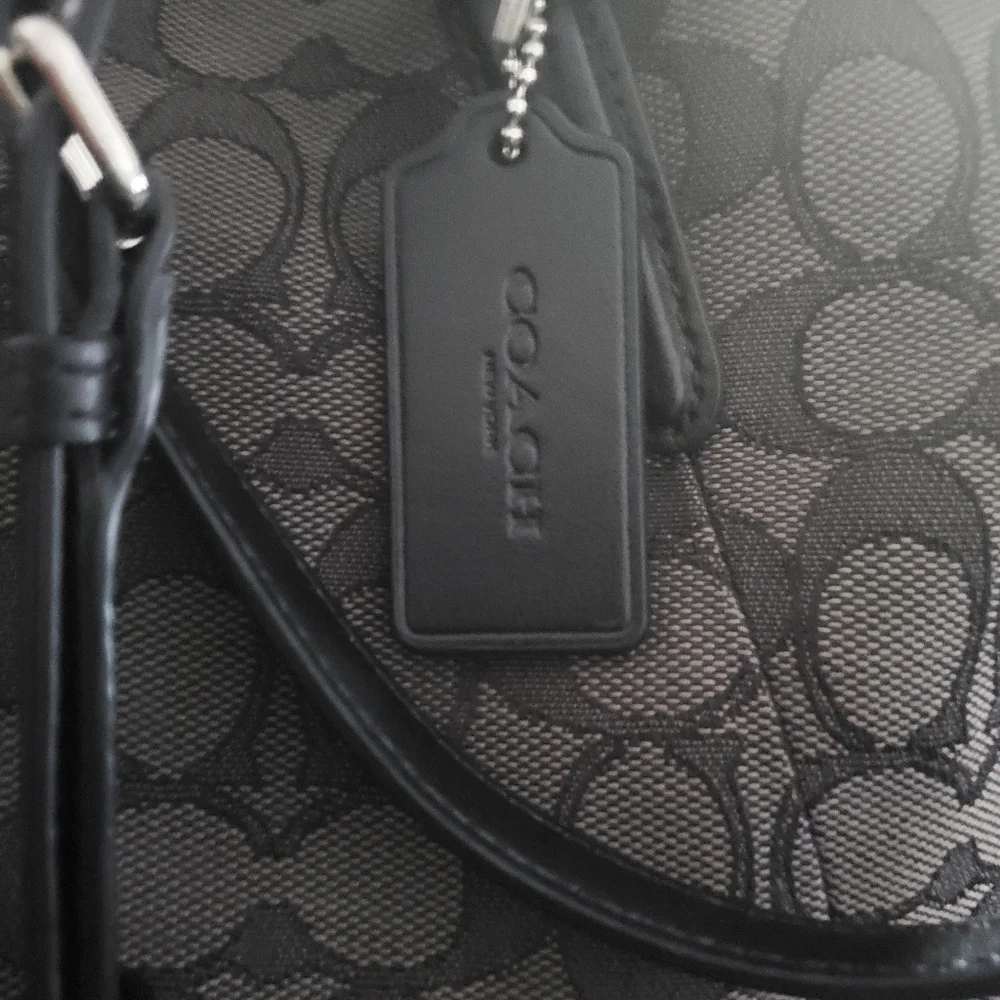 Coach Black and Gray Patterned Tote - Picture 3 of 15